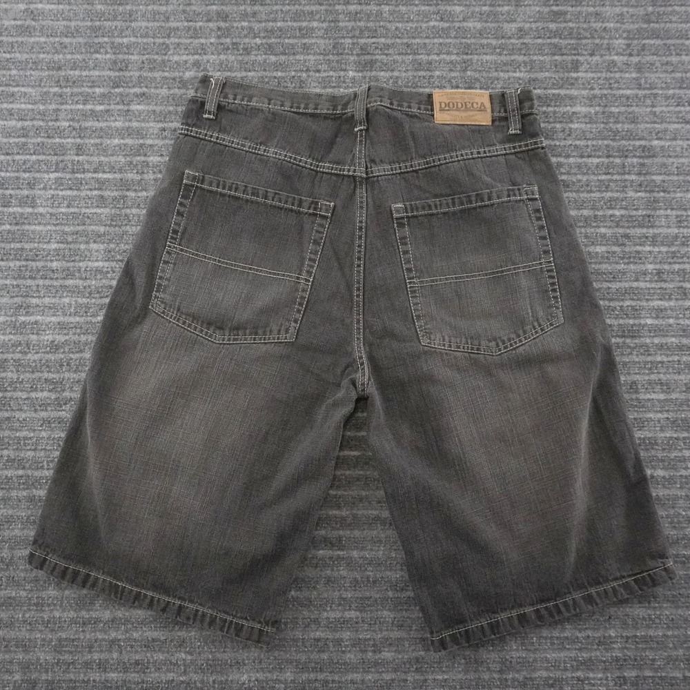 Y2K Dodeca Denim Shorts Mens 36 Gray Contrast Stitch Baggy Skater Streetwear